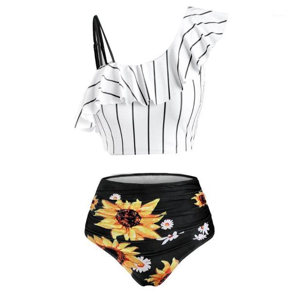 women's swimwear bikini set off the shoulder print ruffled plus size swimsuit women brazilian biquini thong sunflower, White;black
women's swimwear bikini set off the shoulder print ruffled plus size swimsuit women brazilian biquini thong sunflower, White;black