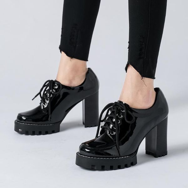 dress shoes karin fashion patent leather round toe super high square heels women consise autumn office lady pumps, Black
dress shoes karin fashion patent leather round toe super high square heels women consise autumn office lady pumps, Black