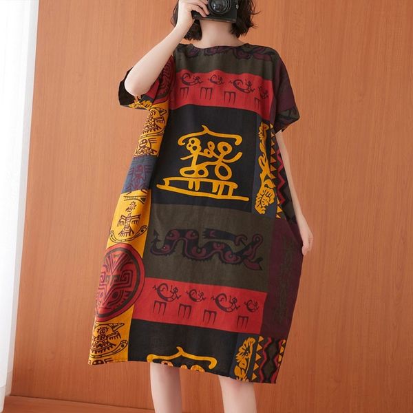 oversized women cotton linen casual dress new arrival summer indie folk style vintage print loose female long dresses s3602 210412, Black;gray
oversized women cotton linen casual dress new arrival summer indie folk style vintage print loose female long dresses s3602 210412, Black;gray