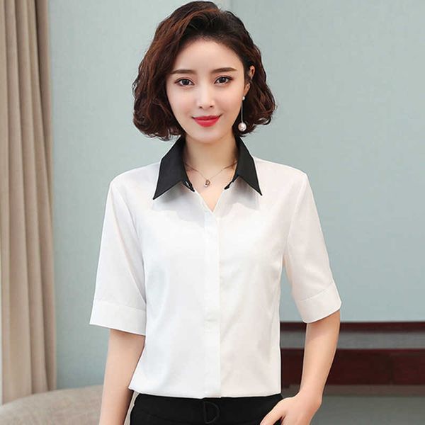 korean women shirts chiffon blouse white for elegant office lady short sleeve woman blouses plus size 3xl 210604
korean women shirts chiffon blouse white for elegant office lady short sleeve woman blouses plus size 3xl 210604