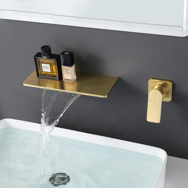 brushed gold brass basin faucet waterfall output and cold water wall mounted split independent switch bathroom sink faucets
brushed gold brass basin faucet waterfall output and cold water wall mounted split independent switch bathroom sink faucets