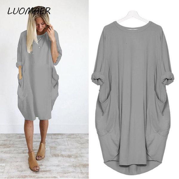 casual dresses women loose dress with pocket ladies fashion o neck long female t shirt streetwear plus size, Black;gray
casual dresses women loose dress with pocket ladies fashion o neck long female t shirt streetwear plus size, Black;gray