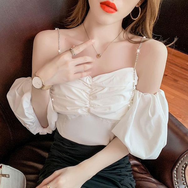 women's blouses & shirts 2021 women summer elegant chic blouse female slash neck off shoulder puff short sleeve chiffon shirt lady casu, White
women's blouses & shirts 2021 women summer elegant chic blouse female slash neck off shoulder puff short sleeve chiffon shirt lady casu, White