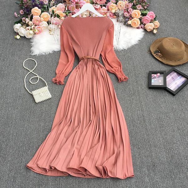 casual dresses slim autumn temperament knitted o neck long sleeve pleated dress sashes elegant korean chic wild patchwork vestido feminino, Black;gray
casual dresses slim autumn temperament knitted o neck long sleeve pleated dress sashes elegant korean chic wild patchwork vestido feminino, Black;gray