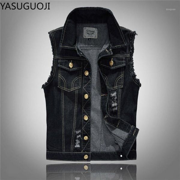 men's vests yasuguoji fashion cotton jeans sleeveless jacket hole vest men plus size black denim male cowboy waistcoat mens, Black;white
men's vests yasuguoji fashion cotton jeans sleeveless jacket hole vest men plus size black denim male cowboy waistcoat mens, Black;white