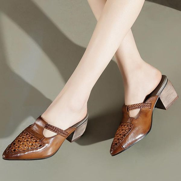 slippers women leather mules pointed toe high heels summer shoes for retro handmade slipper black hollow
slippers women leather mules pointed toe high heels summer shoes for retro handmade slipper black hollow
