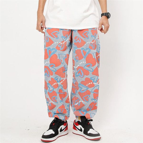 men's jeans heart printed straight men high street hip hop fashion elastic waist loose casual wide leg denim pants trousers man, Blue
men's jeans heart printed straight men high street hip hop fashion elastic waist loose casual wide leg denim pants trousers man, Blue