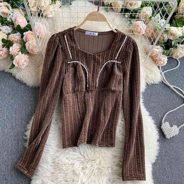 blouses square collar beading women elegant long sleeve solid brown/black/beige blouse female fashion autumn winter, White
blouses square collar beading women elegant long sleeve solid brown/black/beige blouse female fashion autumn winter, White
