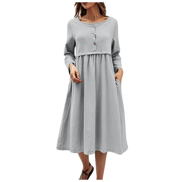 casual dresses women elegant ruffles boho dress cotton linen long sleeves solid color pullover vintage loose button pocket, Black;gray
casual dresses women elegant ruffles boho dress cotton linen long sleeves solid color pullover vintage loose button pocket, Black;gray