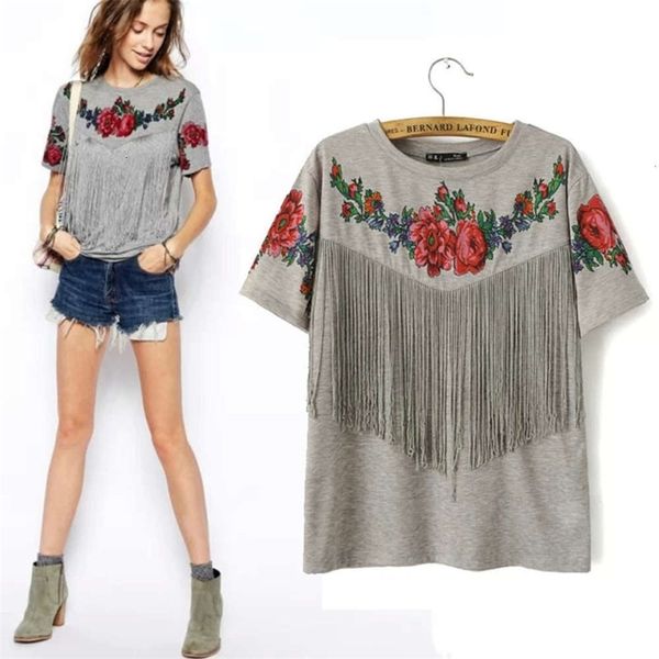 women's t-shirt single round neck fringes stitching printing loose short sleeve personalized pullover cotton fashion jx1u, White
women's t-shirt single round neck fringes stitching printing loose short sleeve personalized pullover cotton fashion jx1u, White
