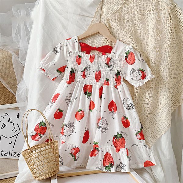 sweet puff sleeve girls dress summer strawberry print back bowknot children princess 210515, Red;yellow
sweet puff sleeve girls dress summer strawberry print back bowknot children princess 210515, Red;yellow