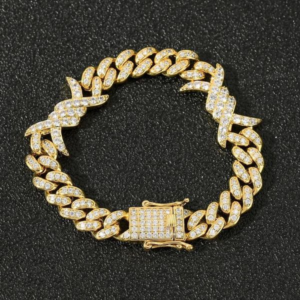link, chain fashion prong cubic zircon thorns miami cuban link bracelet hiphop iced out cz jewelry for couple women men gift, Black
link, chain fashion prong cubic zircon thorns miami cuban link bracelet hiphop iced out cz jewelry for couple women men gift, Black