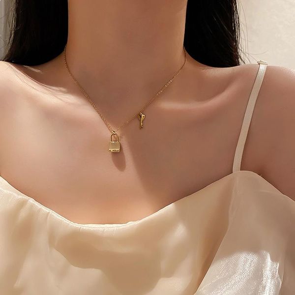 pendant necklaces korean simple necklace titanium steel opal lock love key geometric for party temperament fashion accessories, Silver
pendant necklaces korean simple necklace titanium steel opal lock love key geometric for party temperament fashion accessories, Silver