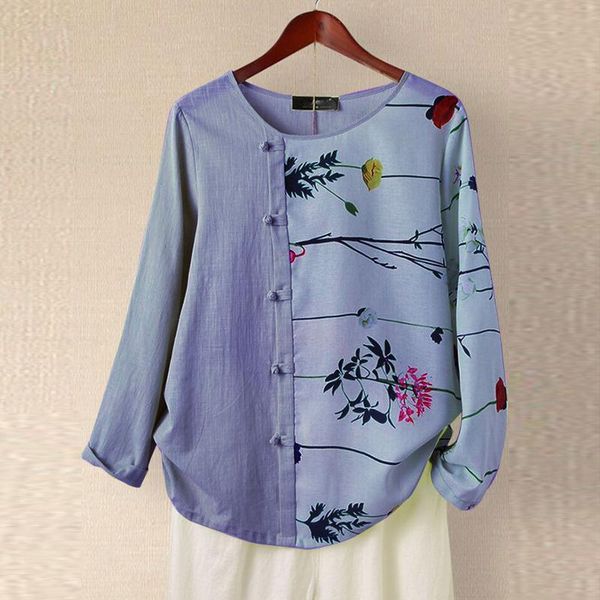 40#plus size women shirts casual floral print cotton linen long sleeve blouses o-neck loose shirt spring blouse women's &, White
40#plus size women shirts casual floral print cotton linen long sleeve blouses o-neck loose shirt spring blouse women's &, White