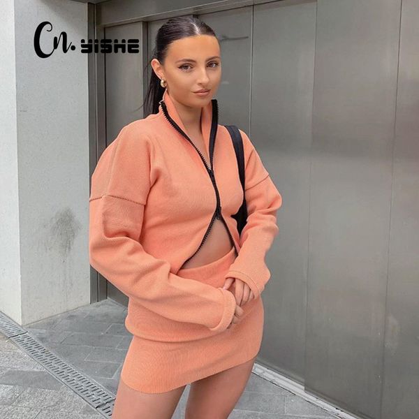 cnyishe winter ribbed knitted casual zipper two pieces set women tracksuit long sleeve crop and bodycon mini skirt sets suit 210419, White
cnyishe winter ribbed knitted casual zipper two pieces set women tracksuit long sleeve crop and bodycon mini skirt sets suit 210419, White