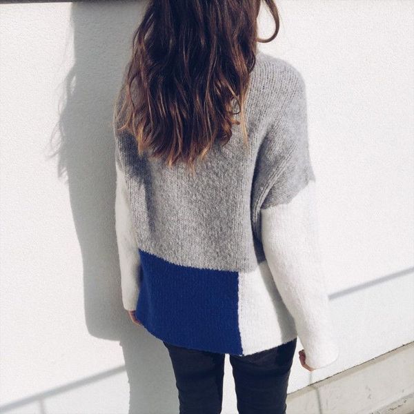 women's sweaters style women sweater fashion patchwork winter long sleeve knit jumper pullover casual loose knitwear, White;black
women's sweaters style women sweater fashion patchwork winter long sleeve knit jumper pullover casual loose knitwear, White;black