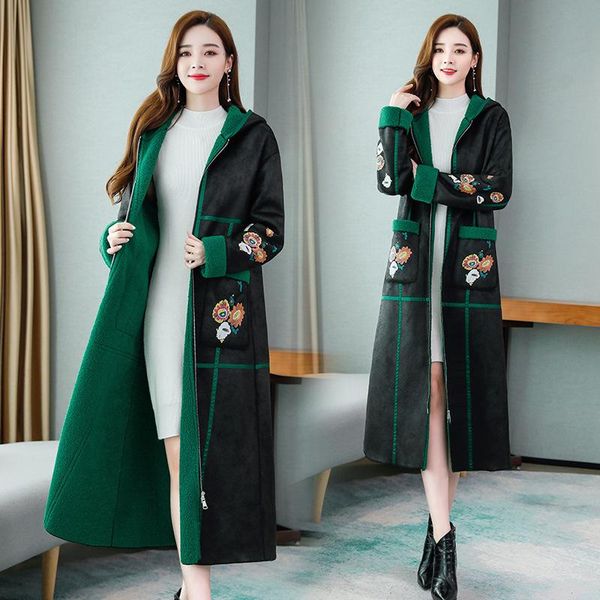 women's wool & blends woolen coat autumn/winter 2021 korean loose lamb mid-length suede long trench fashion warm outerwear, Black
women's wool & blends woolen coat autumn/winter 2021 korean loose lamb mid-length suede long trench fashion warm outerwear, Black