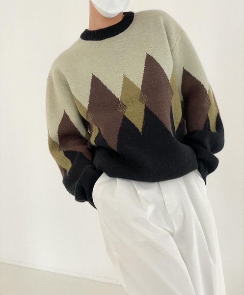 men's sweaters retro hong kong style diamond sweater thick round neck casual all-match autumn and winter trend, White;black
men's sweaters retro hong kong style diamond sweater thick round neck casual all-match autumn and winter trend, White;black