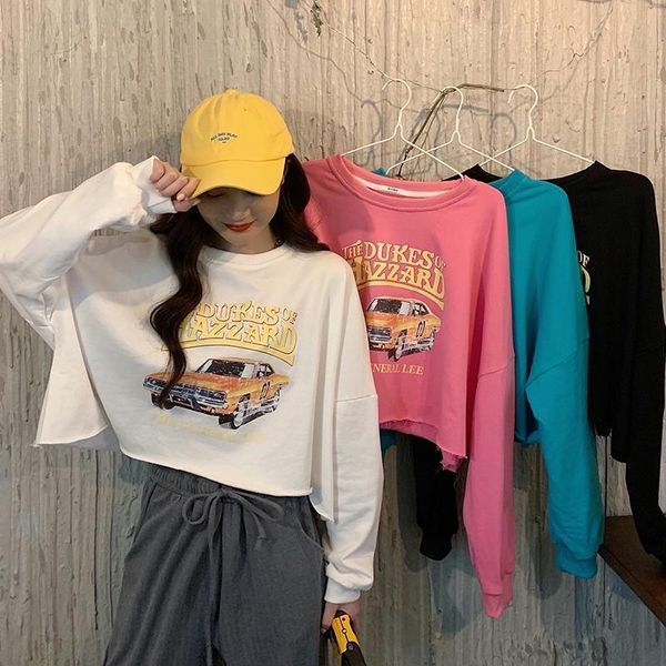 neck cartoon print sweatshirts 4-color cropped loose harajuku korean pullover thin long-sleeved sweatshirt women round women's hoodies, Black
neck cartoon print sweatshirts 4-color cropped loose harajuku korean pullover thin long-sleeved sweatshirt women round women's hoodies, Black