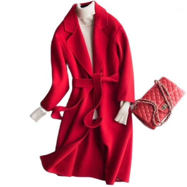women's wool & blends 2021 winter coat for women long slim double faced jacket female clothing red windbreaker belt caramel outerwear, Black
women's wool & blends 2021 winter coat for women long slim double faced jacket female clothing red windbreaker belt caramel outerwear, Black