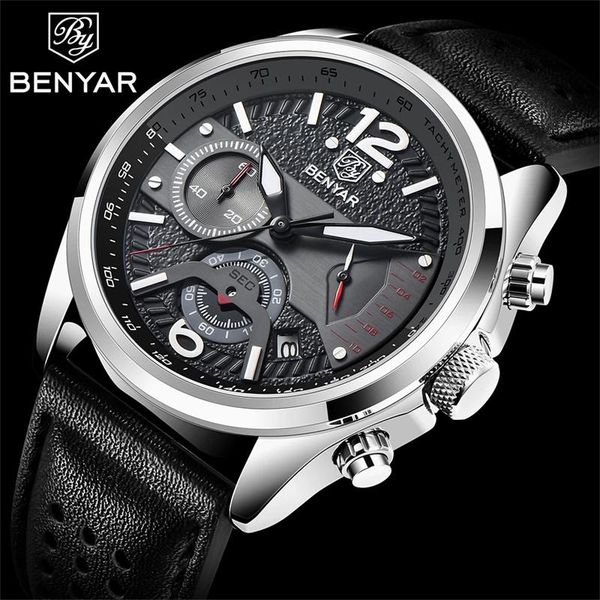 wristwatches 2021 benyar design brand 42mm men quartz watches men's waterproof leather watch sport chronograph reloj hombre, Slivery;brown
wristwatches 2021 benyar design brand 42mm men quartz watches men's waterproof leather watch sport chronograph reloj hombre, Slivery;brown