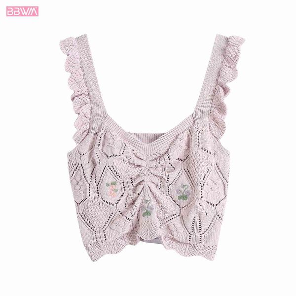 fashion v-neck sleeveless hollow embroidery flowers women camisole vintage knitted t-shirt chic female 210507, White
fashion v-neck sleeveless hollow embroidery flowers women camisole vintage knitted t-shirt chic female 210507, White