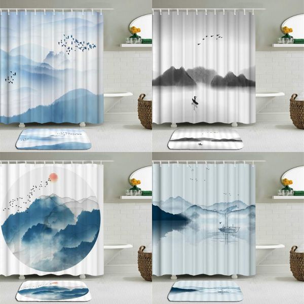 set chinese nature scenery polyester waterproof shower curtains with rectangle bathroom non-slip floor mat bath curtain
set chinese nature scenery polyester waterproof shower curtains with rectangle bathroom non-slip floor mat bath curtain