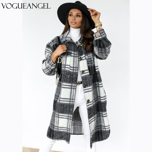 women's wool & blends women jacket winter autumn lapel plaid coat plus size loose jackets warm trench long casual overcoat woolen 2021, Black
women's wool & blends women jacket winter autumn lapel plaid coat plus size loose jackets warm trench long casual overcoat woolen 2021, Black