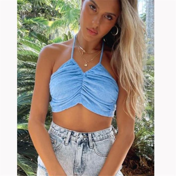 women's tanks & camis 2021 women summer crop solid color lace-up halter neck backless tank ruched for girls summer pink/blue/, White
women's tanks & camis 2021 women summer crop solid color lace-up halter neck backless tank ruched for girls summer pink/blue/, White