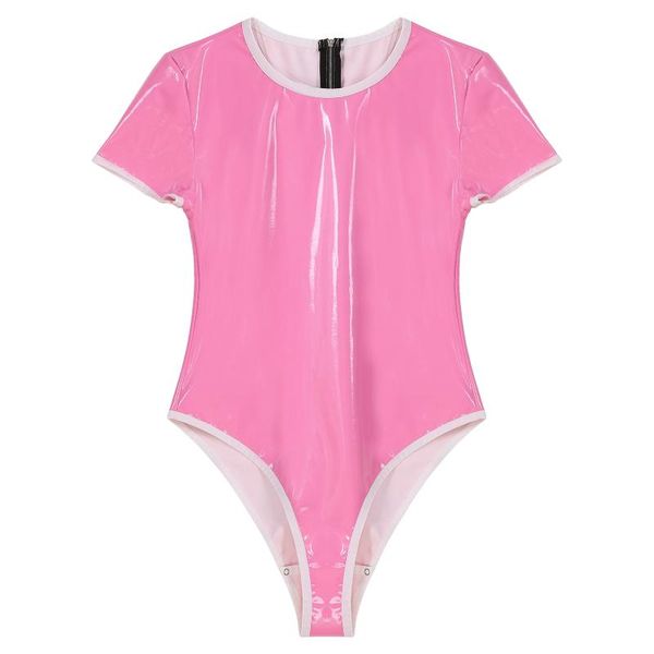 gym clothing mens lingerie bodysuit underwear wet look patent leather clubwear short sleeve round neck zipper leotard romper playsuit, White;black
gym clothing mens lingerie bodysuit underwear wet look patent leather clubwear short sleeve round neck zipper leotard romper playsuit, White;black