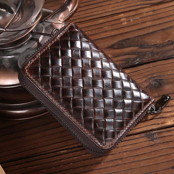 card holders genuine leather men's holder classic knitting wallet with coin purse cash pocket brown grain cow, Brown;gray
card holders genuine leather men's holder classic knitting wallet with coin purse cash pocket brown grain cow, Brown;gray
