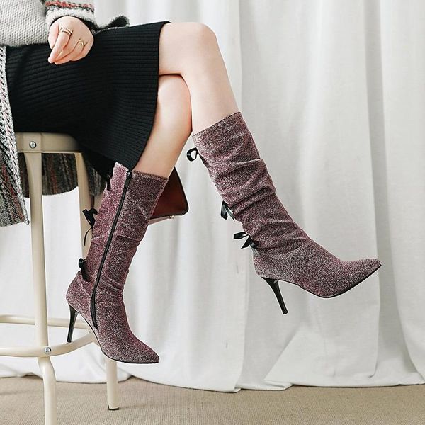 women's mid-boots bow stiletto heel women womens designer high heels woman shoes sexy, Black
women's mid-boots bow stiletto heel women womens designer high heels woman shoes sexy, Black
