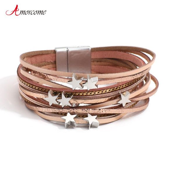 tennis amorcome pink slim strips star beads leather bracelets for women fashion multilayer wrap bracelet bangle famale jewelry gifts, Golden;silver
tennis amorcome pink slim strips star beads leather bracelets for women fashion multilayer wrap bracelet bangle famale jewelry gifts, Golden;silver
