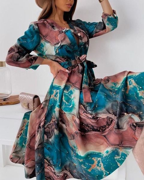 casual dresses 2021 women's shirt dress abstract print long sleeve buttoned dresss slim elegant fashion length robe, Black;gray
casual dresses 2021 women's shirt dress abstract print long sleeve buttoned dresss slim elegant fashion length robe, Black;gray