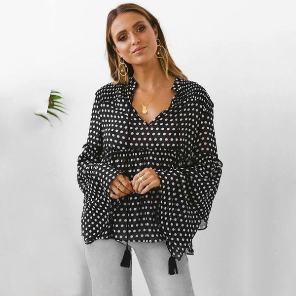 dot print flare sleeve ladies and blouses 2021 long blouse autumn v-neck chiffon shirt blusen damen 30# women's & shirts, White
dot print flare sleeve ladies and blouses 2021 long blouse autumn v-neck chiffon shirt blusen damen 30# women's & shirts, White