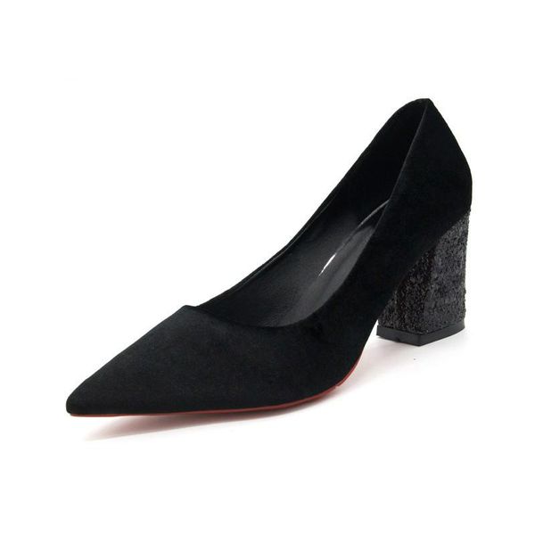 spring thick with flock suede high heels women's fashion simple shallow pointed toe square heel shoes dress, Black
spring thick with flock suede high heels women's fashion simple shallow pointed toe square heel shoes dress, Black