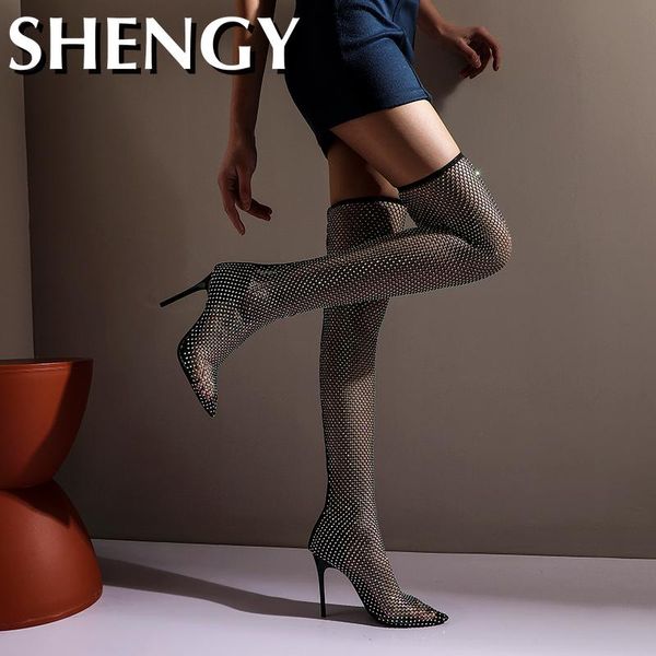boots shengy ladies long bling crystal thigh high women pointed toe stiletto heels over the knee sock shoes, Black
boots shengy ladies long bling crystal thigh high women pointed toe stiletto heels over the knee sock shoes, Black
