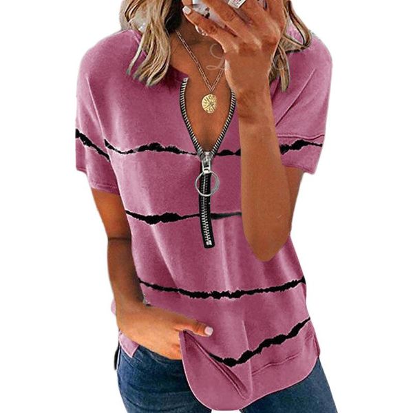 women's t-shirt plus size 5xl`women tshirt summer zipper v-neck short sleeve t-shirts female striped casual office tees, White
women's t-shirt plus size 5xl`women tshirt summer zipper v-neck short sleeve t-shirts female striped casual office tees, White