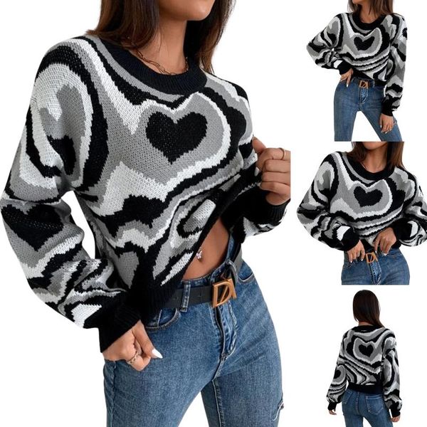 women's sweaters hirigin ladies long sleeve knitwear autumn winter contrast color heart stripes round collar loose short sweater knitte, White;black
women's sweaters hirigin ladies long sleeve knitwear autumn winter contrast color heart stripes round collar loose short sweater knitte, White;black