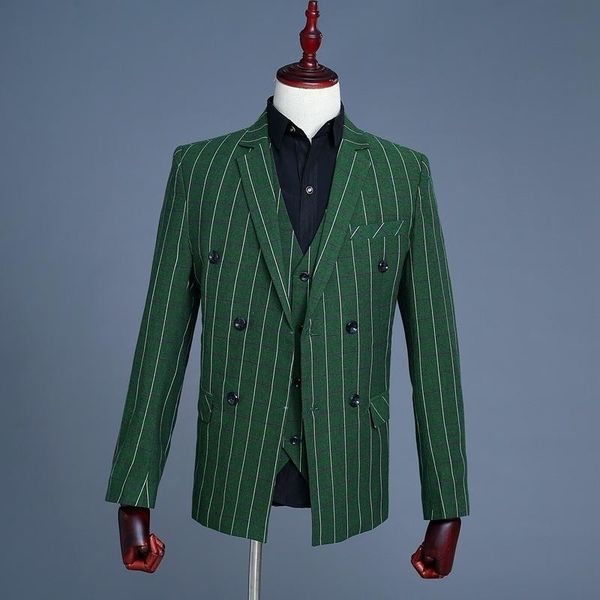 men's suits & blazers green boutique stripe wedding dress suit three-piece male formal business plaid casual ( jacket vest + pants ), White;black
men's suits & blazers green boutique stripe wedding dress suit three-piece male formal business plaid casual ( jacket vest + pants ), White;black