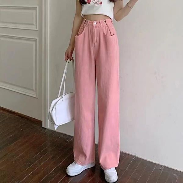women's jeans high waist straight wide leg 2021 street style retro quality trousers fashion casual pants, Blue
women's jeans high waist straight wide leg 2021 street style retro quality trousers fashion casual pants, Blue