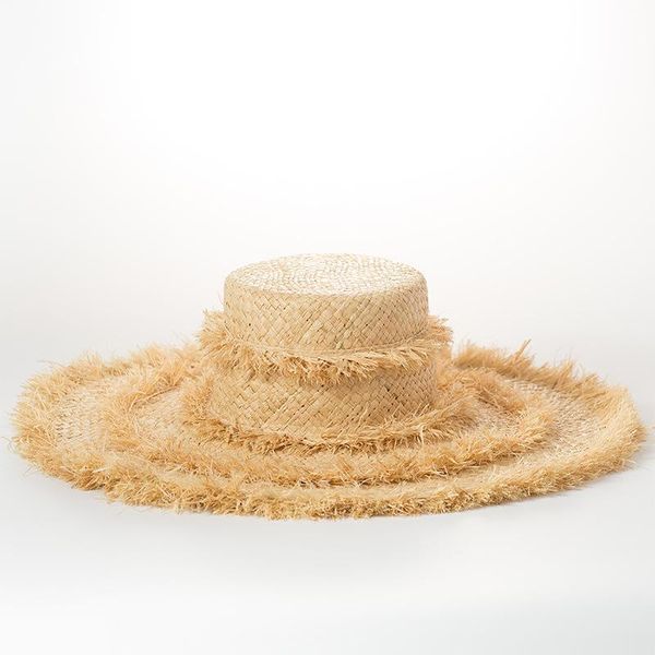straw tassel decoration hand-woven large eaves flat raffia hat sunscreen sunshade beach raw edge wide brim hats, Blue;gray
straw tassel decoration hand-woven large eaves flat raffia hat sunscreen sunshade beach raw edge wide brim hats, Blue;gray