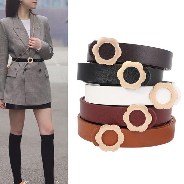 belts thin pu leather belt women lady gold flower buckle waist female fashion coat dress straps waistbands, Black;brown
belts thin pu leather belt women lady gold flower buckle waist female fashion coat dress straps waistbands, Black;brown