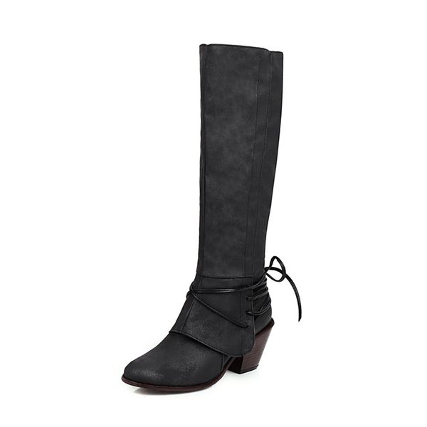 2021 winter autumn vintage cross tied block high heels long boots office work ladies shoes retro knight boots female 1, Black 
2021 winter autumn vintage cross tied block high heels long boots office work ladies shoes retro knight boots female 1, Black