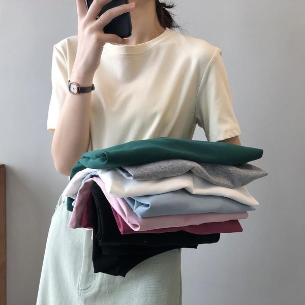 women's t-shirt summer cotton women short sleeve t-shirts tee korean cute solid color simple, White
women's t-shirt summer cotton women short sleeve t-shirts tee korean cute solid color simple, White