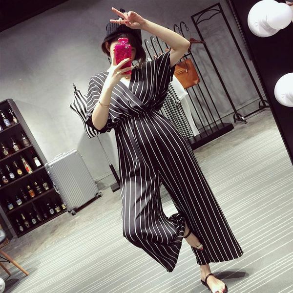 women's jumpsuits & rompers high waist slim chiffon black and white stripes jumpsuit wide-leg pants, Black;white
women's jumpsuits & rompers high waist slim chiffon black and white stripes jumpsuit wide-leg pants, Black;white