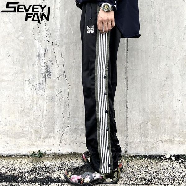 butterfly embroidery double side button jogger sweatpants men's elastic waist hip hop wide leg trousers pants, Black
butterfly embroidery double side button jogger sweatpants men's elastic waist hip hop wide leg trousers pants, Black