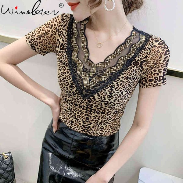 women's t-shirt summer korean style girls fashion v-neck mesh leopard women short sleeve shiny diamonds tees 2021 t12912, White
women's t-shirt summer korean style girls fashion v-neck mesh leopard women short sleeve shiny diamonds tees 2021 t12912, White