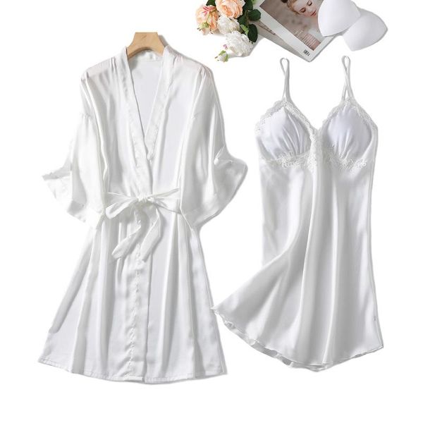 women's sleepwear satin kimono bathrobe gown women 2pcs robe set soft nightgown loose nightdress with lace bridal wedding gift homewear, Black;red
women's sleepwear satin kimono bathrobe gown women 2pcs robe set soft nightgown loose nightdress with lace bridal wedding gift homewear, Black;red