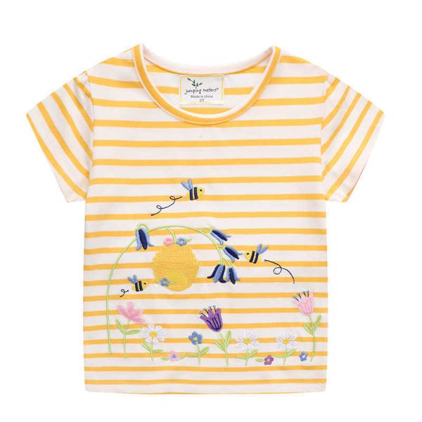 jumping meters arrival t shirts for summer girls cotton ees ops floral embroidery cute stripe kids clothing 210529, Blue
jumping meters arrival t shirts for summer girls cotton ees ops floral embroidery cute stripe kids clothing 210529, Blue